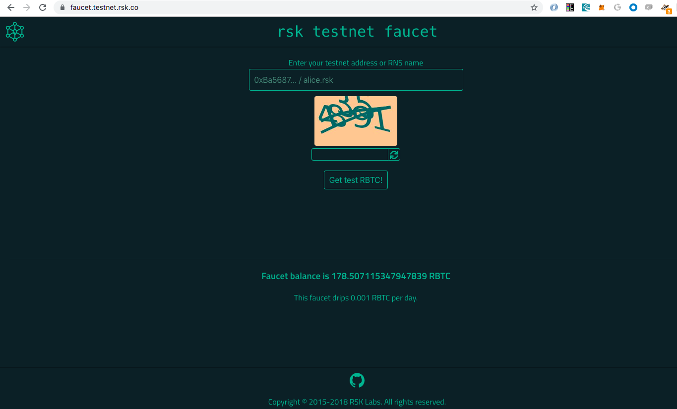 RSK Testnet Faucet